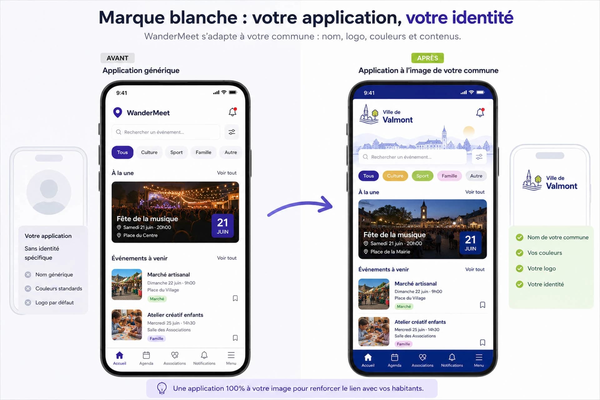 Exemple de marque blanche : logo et couleurs de la commune